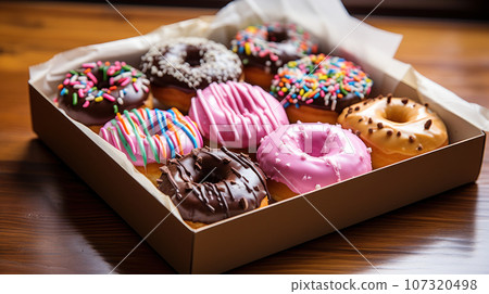 Multi-colored donuts Multi-colored donuts 107320498
