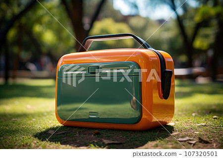 Lunchbox against the backdrop of the park Lunchbox against the backdrop of the park 107320501