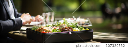 Office workers have lunch in the park 107320532
