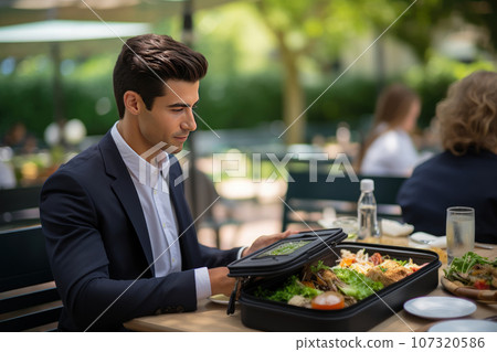Office workers have lunch in the park 107320586