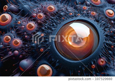 Macro shot of cell or molecule. Scientific image. Biology or chemistry abstract background Macro shot of cell or molecule. Scientific image. Biology or chemistry abstract background 107320660