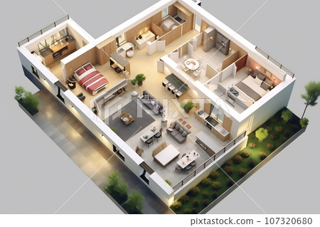 Apartments 3D design project. Plan or redevelopment Apartments 3D design project. Plan or redevelopment 107320680