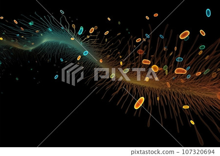 The accumulation of bacteria. Macro. Illustration 107320694
