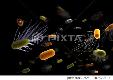 The accumulation of bacteria. Macro. Illustration 107320695