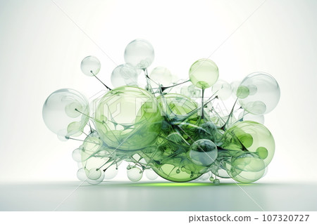 Macro shot of molecule. Scientific image. Biology or chemistry abstract background 107320727