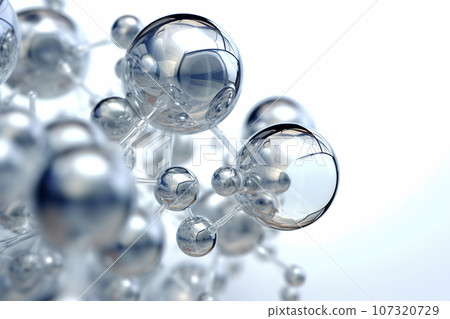 Macro shot of molecule. Scientific image. Biology or chemistry abstract background 107320729