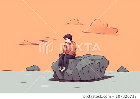 Illustration of a lonely lost person, surreal art, alone loneliness and solitude concept artwork, conceptual painting work Illustration of a lonely lost person, surreal art, alone loneliness and solitude concept artwork, conceptual painting work 107320732