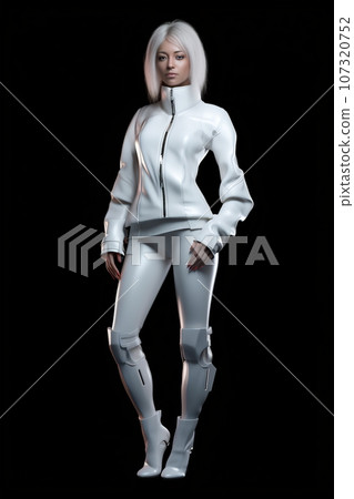 Girl in white futuristic clothes. Digital Technology. Artificial intelligence Girl in white futuristic clothes. Digital Technology. Artificial intelligence 107320752