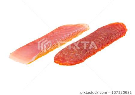 sliced sausage isolated sliced sausage isolated 107320981