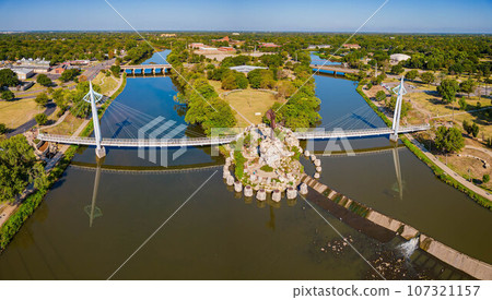 Sunny aerial view of The Keeper of the Plains Sunny aerial view of The Keeper of the Plains 107321157