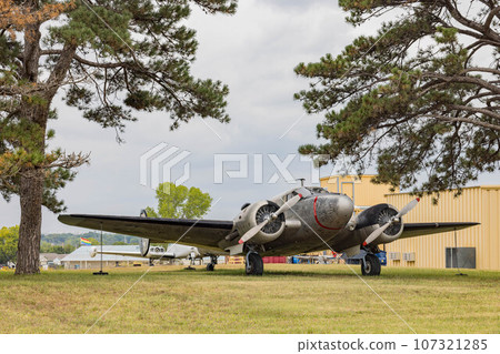 Close up shot of Beech aircraft in Aviation Museum Close up shot of Beech aircraft in Aviation Museum 107321285