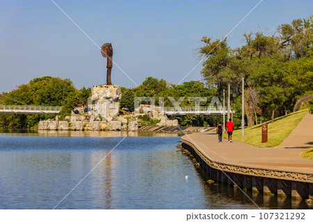 Sunny view of The Keeper of the Plains Sunny view of The Keeper of the Plains 107321292