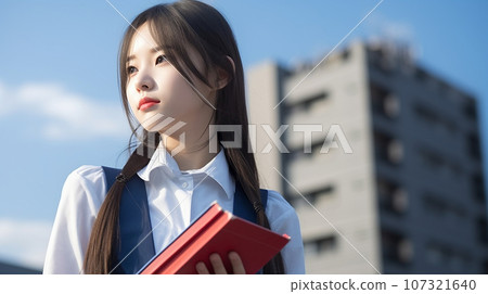 學生拿著一本書，仰望天空 107321640
