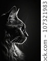 cat face portrait studio silhouette photo black white vintage backlit portrait contour tattoo 107321983