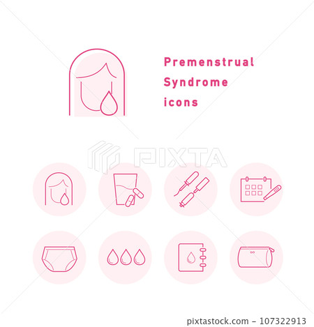 經前症候群 (PMS) 顏色圖示集 107322913