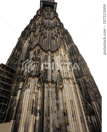 Cologne Cathedral unusual angle against transparent sky. Cologne Cathedral unusual angle against transparent sky. 107323004