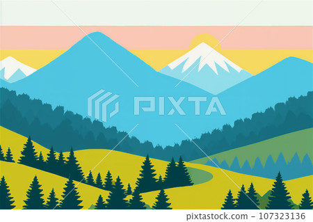 Hiking background illustration trees and mountains 5 Hiking background illustration trees and mountains 5 107323136