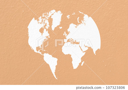 map world on pastel white paper background map world on pastel white paper background 107323806