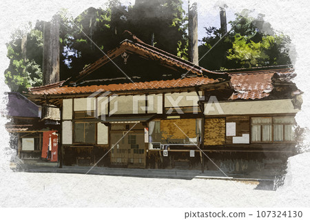 Watercolor style Iwa Shrine Office Shiso City, Hyogo Prefecture 107324130