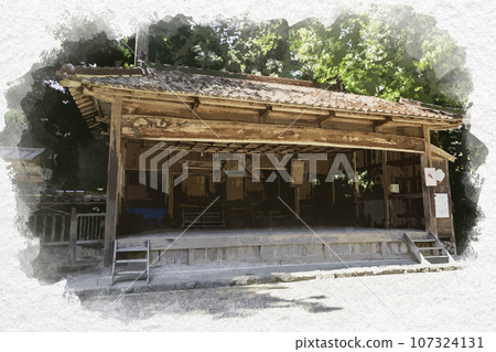 水彩風格岩神社神樂堂 兵庫縣紫曾市 107324131