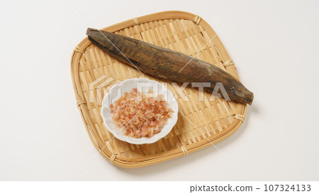 Katsuobushi, shaved bonito flakes, and bonito stock image 107324133