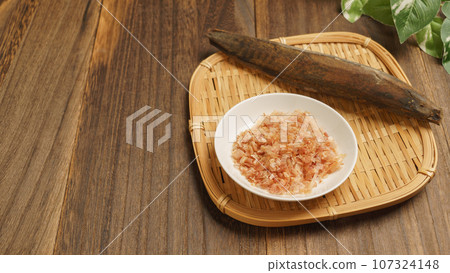 Katsuobushi, shaved bonito flakes, and bonito stock image Katsuobushi, shaved bonito flakes, and bonito stock image 107324148
