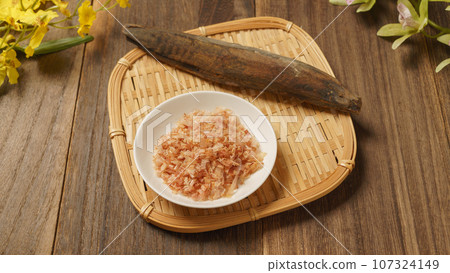Katsuobushi, shaved bonito flakes, and bonito stock image Katsuobushi, shaved bonito flakes, and bonito stock image 107324149