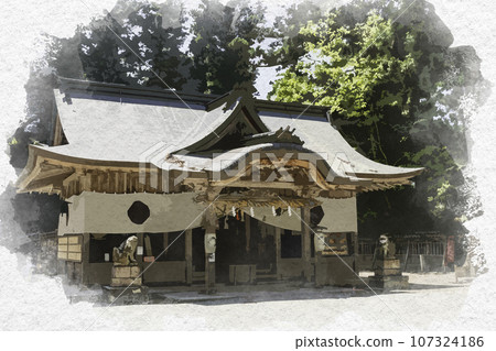 水彩風格的岩石神社參拜殿,兵庫縣紫蘇市 水彩風格的岩石神社參拜殿,兵庫縣紫蘇市 107324186
