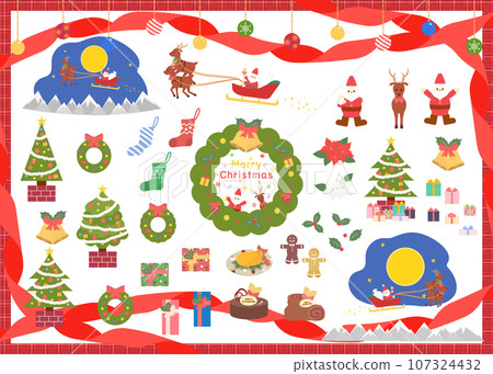 Cute Christmas illustration set 107324432