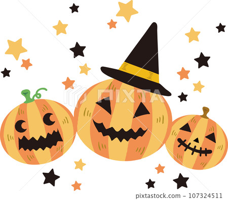 Halloween decoration decoration October autumn pumpkin jack-o-lantern hand-drawn cute illustration material 107324511