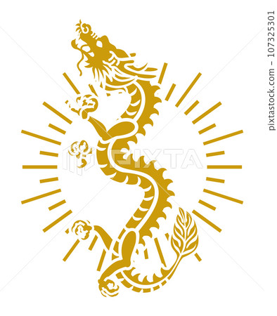 Year of the Dragon New Year's card material Rising dragon icon with halo 107325301