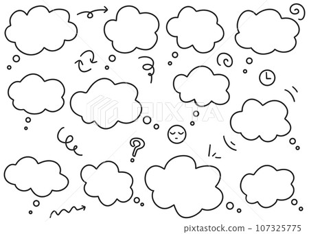 手寫的簡單語音氣泡集向量素材 手寫的簡單語音氣泡集向量素材 107325775