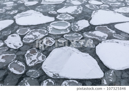 Hokkaido Abashiri_ Lotus leaf ice landscape Hokkaido Abashiri_ Lotus leaf ice landscape 107325846