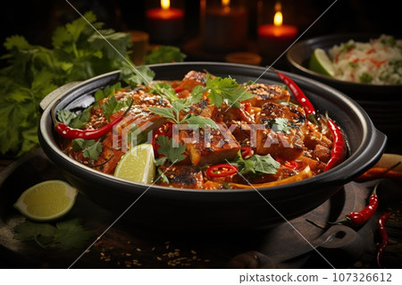 Revel in the fiery and aromatic red curry 107326612