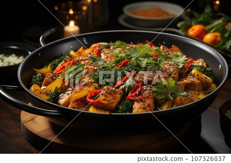 Experience the enticing flavors of Thai-style turmeric pork stir-fry Experience the enticing flavors of Thai-style turmeric pork stir-fry 107326837