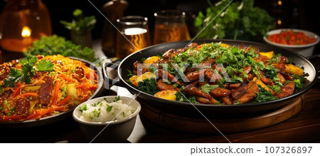 Experience the enticing flavors of Thai-style turmeric pork stir-fry Experience the enticing flavors of Thai-style turmeric pork stir-fry 107326897