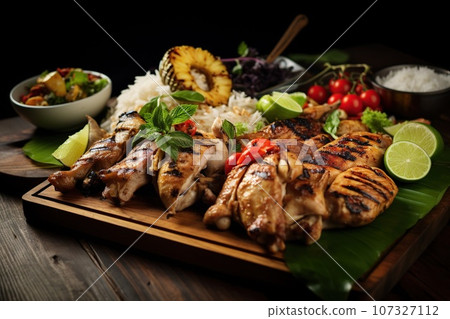 sticky rice pairs perfectly with zesty green papaya salad 107327112