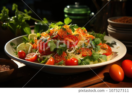 salad with arugula and tomatoes salad with arugula and tomatoes 107327311