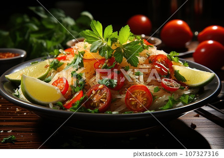 italian tomato bruschetta with chopped vegetables 107327316