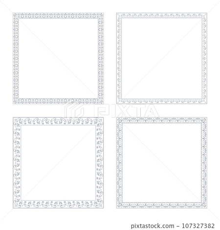 Set of decorative frames Elegant vector element for design in Eastern style, place for text. Floral gray and white borders. Lace illustration for invitations and greeting cards 107327382