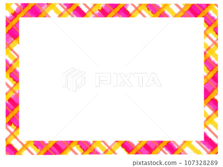 Crayon postcard pink check pattern frame material Crayon postcard pink check pattern frame material 107328289
