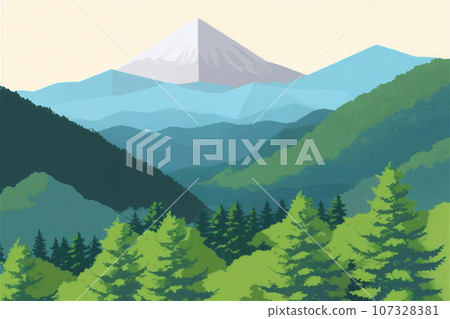 Hiking background illustration trees and mountains 14 Hiking background illustration trees and mountains 14 107328381