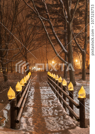 Hokkaido Kawayu Onsen_Midwinter light-up event scenery 107328753