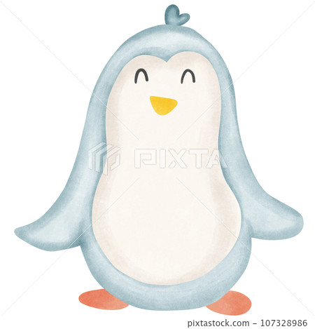 Cute blue penguin cartoon drawing on the iceberg Cute blue penguin cartoon drawing on the iceberg 107328986