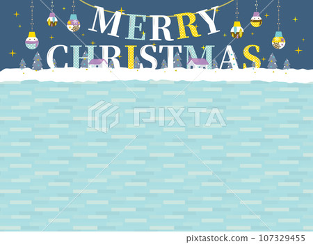 Snowy Christmas frame with Christmas letters Snowy Christmas frame with Christmas letters 107329455