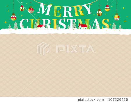 Snowy Christmas frame with Christmas letters Snowy Christmas frame with Christmas letters 107329456