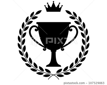 black trophy and laurel frame black trophy and laurel frame 107329863