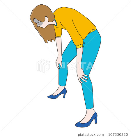 A woman kneeling down is painful 107330220