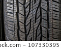New car tire background with texture transport industry 107330395