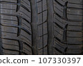 New car tire background with texture transport industry 107330397